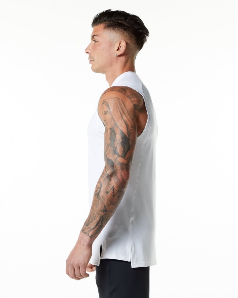 Camiseta Tirantes Alphalete Evo Tank Hombre Blancas | ZSJAKC-241