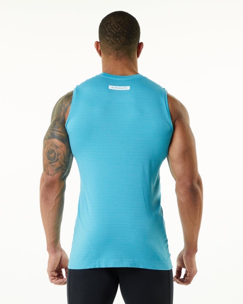 Camiseta Tirantes Alphalete Hero Tank Hombre Faded Ocean | RMCOPU-508