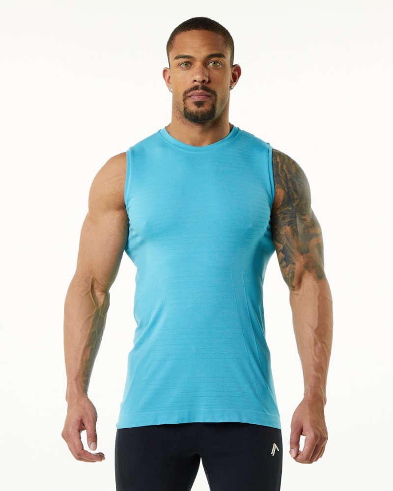 Camiseta Tirantes Alphalete Hero Tank Hombre Faded Ocean | RMCOPU-508