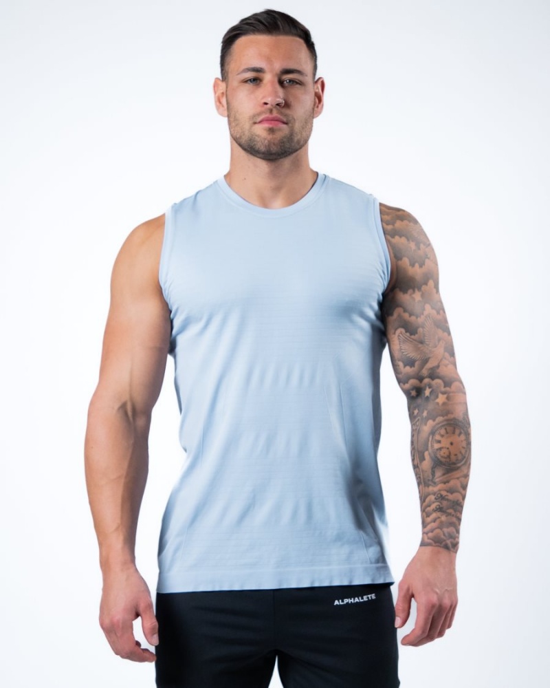 Camiseta Tirantes Alphalete Hero Tank Hombre Azules | LAEGTM-048