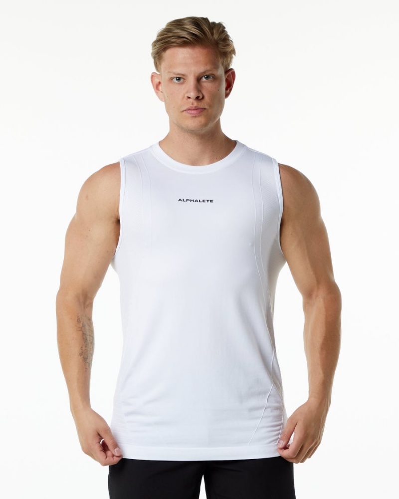 Camiseta Tirantes Alphalete Ozone Tank Hombre Blancas | PGMBWQ-517