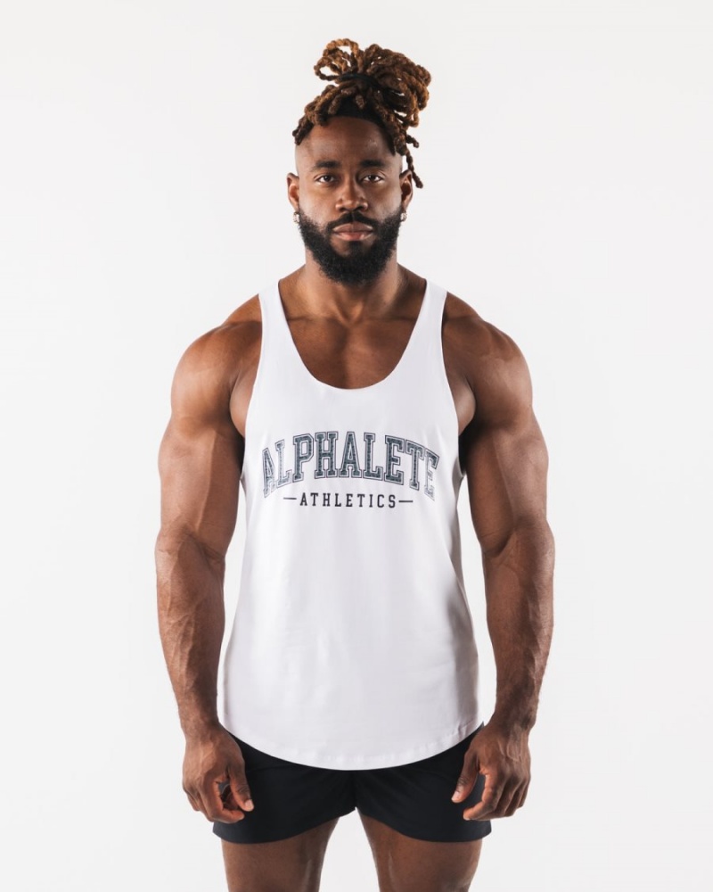 Camiseta Tirantes Alphalete Paisley Print Raw Cut Tank Hombre Blancas | OUWTCY-380