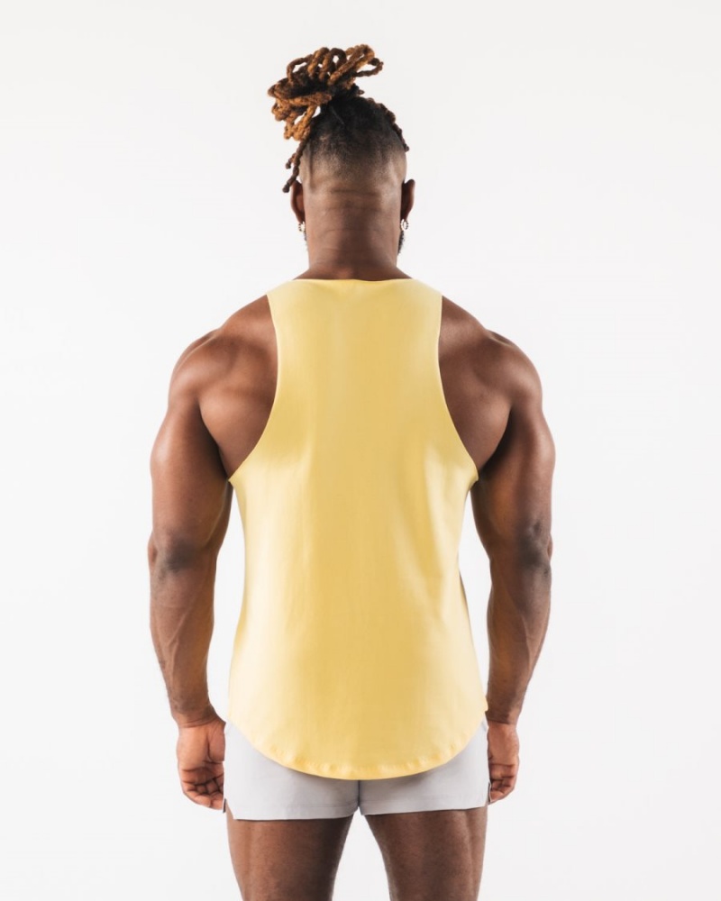 Camiseta Tirantes Alphalete Paisley Print Raw Cut Tank Hombre Amarillo | HZNLOY-680