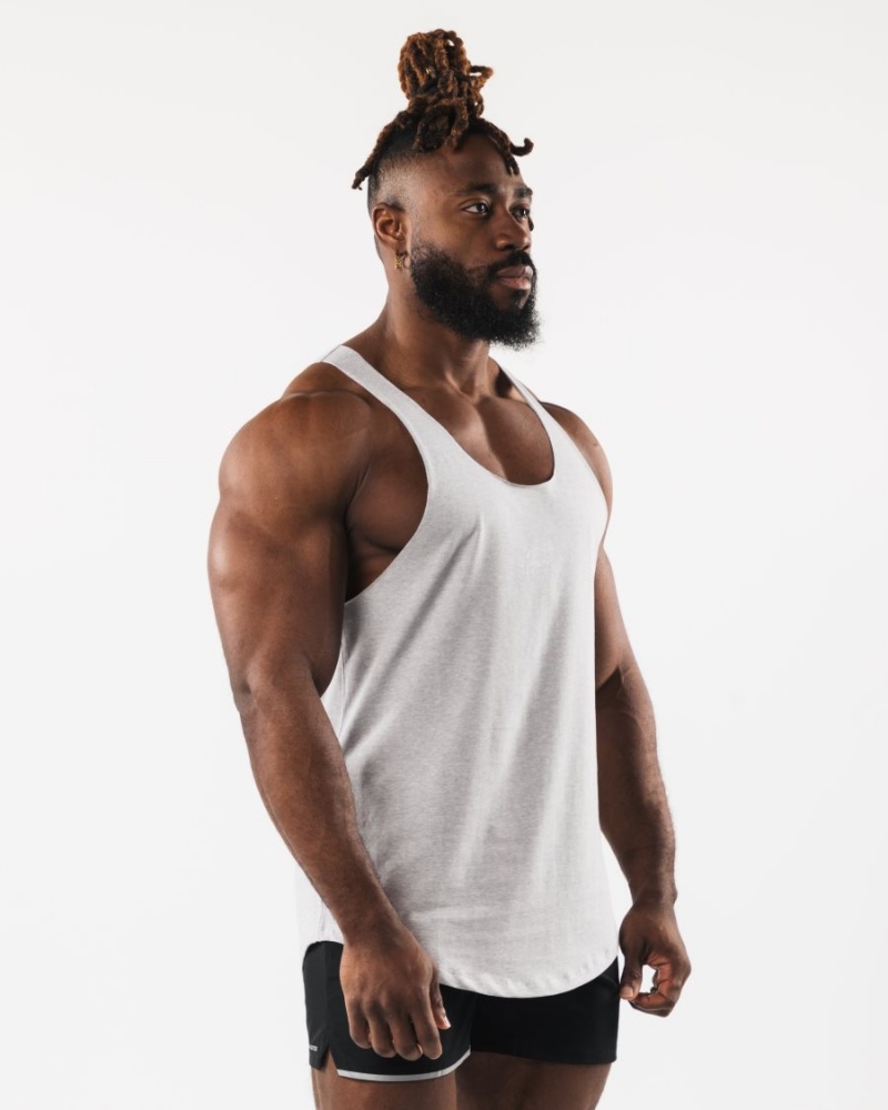 Camiseta Tirantes Alphalete Wolf Head Raw Cut Tank Hombre Gris | JBPTNM-294