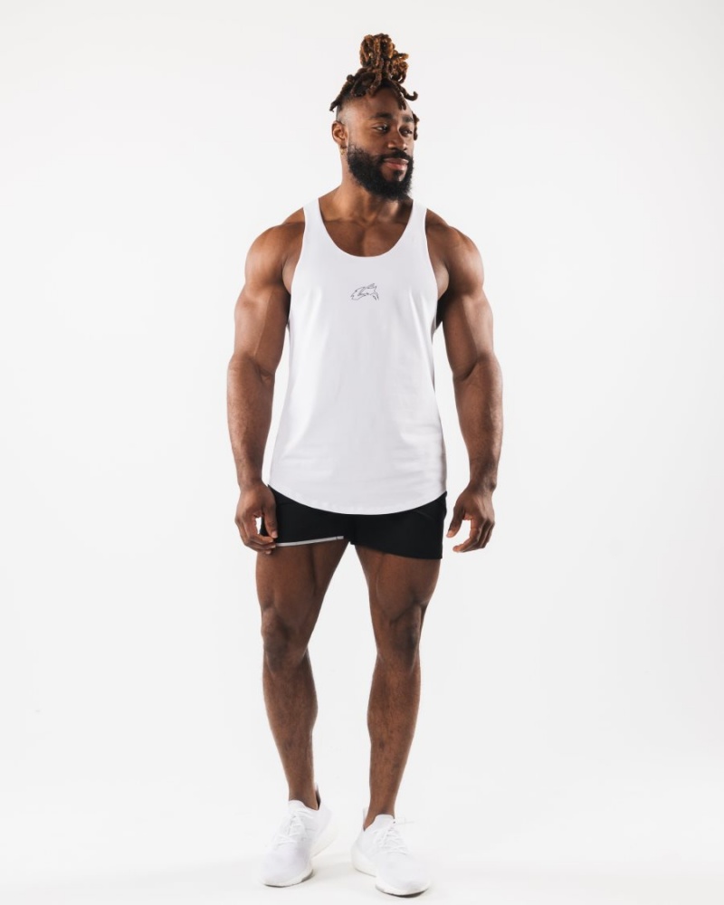 Camiseta Tirantes Alphalete Wolf Head Raw Cut Tank Hombre Blancas | QUMPWY-370