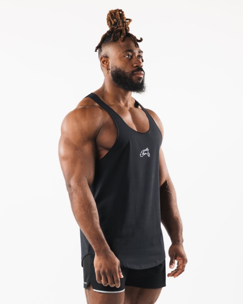 Camiseta Tirantes Alphalete Wolf Head Raw Cut Tank Hombre Negras | UOMWCT-463