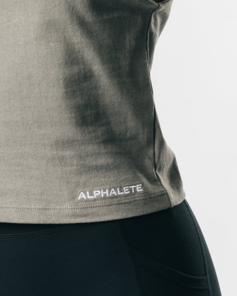 Camiseta sin Manga Alphalete Heavy Algodon Cutoff Mujer Concrete | PNHAFX-205