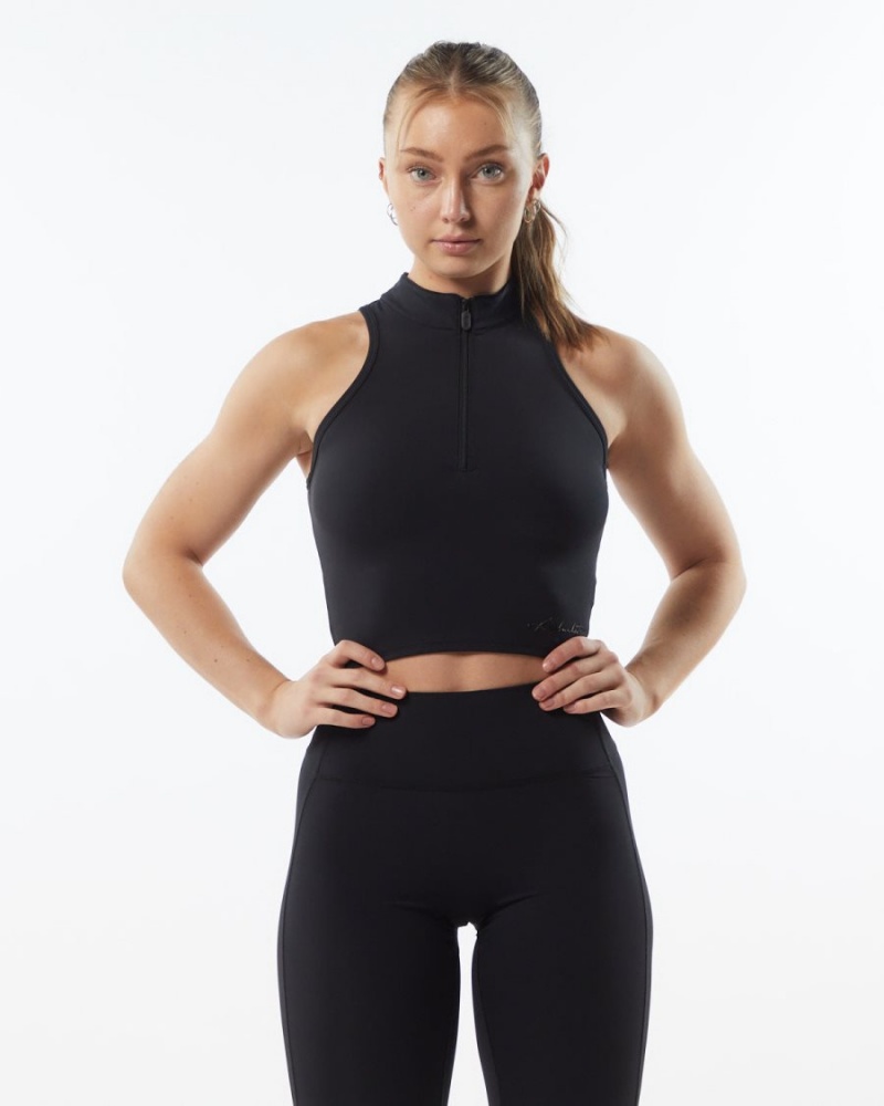 Camiseta sin Manga Alphalete Pulse Zip Tank Mujer Blackout | FCMJVQ-126