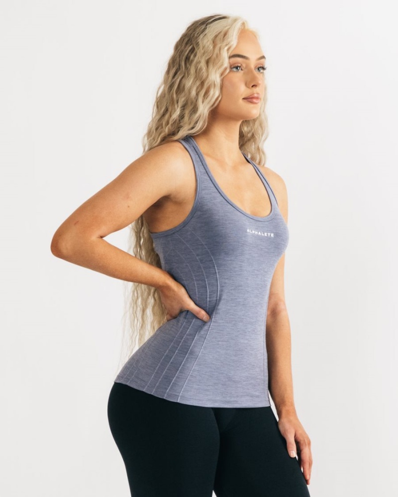 Camiseta sin Manga Alphalete Seamless Tank Mujer Azules | FUOHIN-948