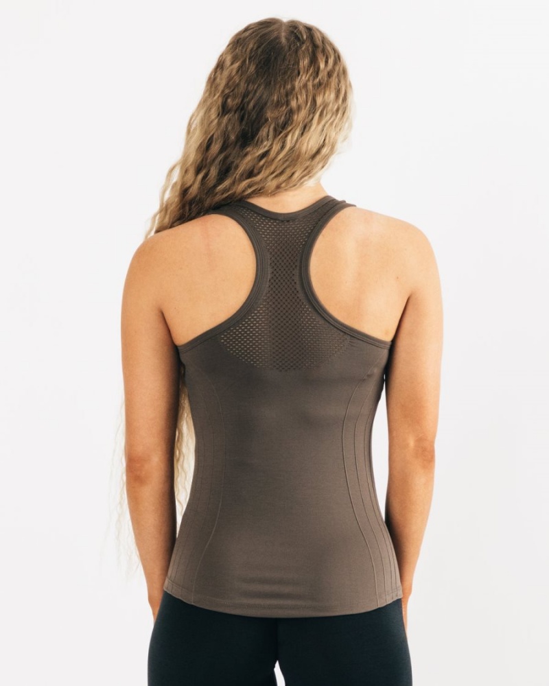 Camiseta sin Manga Alphalete Seamless Tank Mujer Mocha | GHPUZA-274