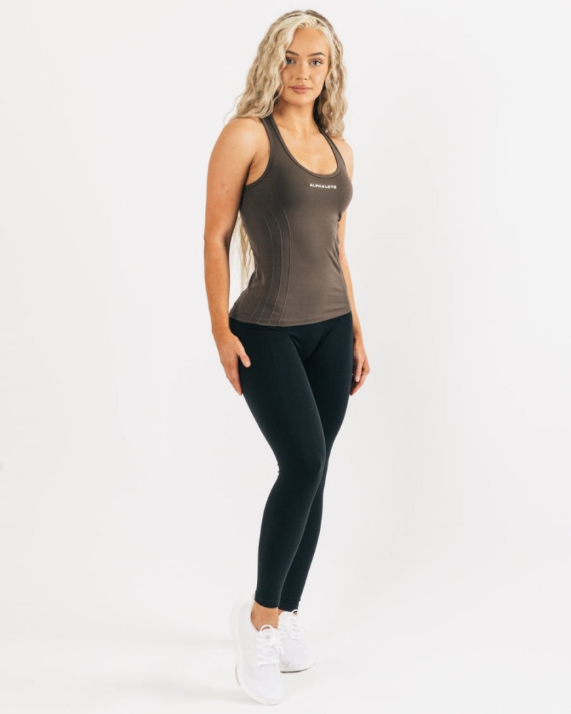 Camiseta sin Manga Alphalete Seamless Tank Mujer Mocha | GHPUZA-274