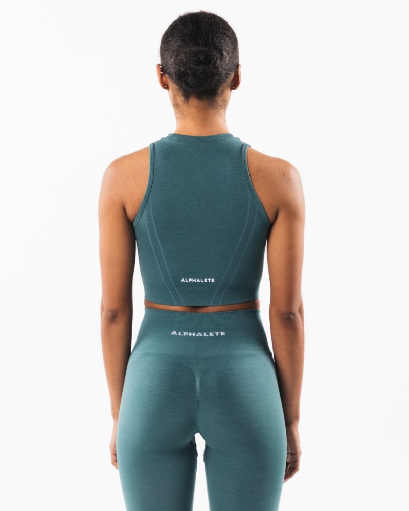 Camiseta sin Manga Alphalete Stratus Crop Tank Mujer Ocean | QLWPBU-207