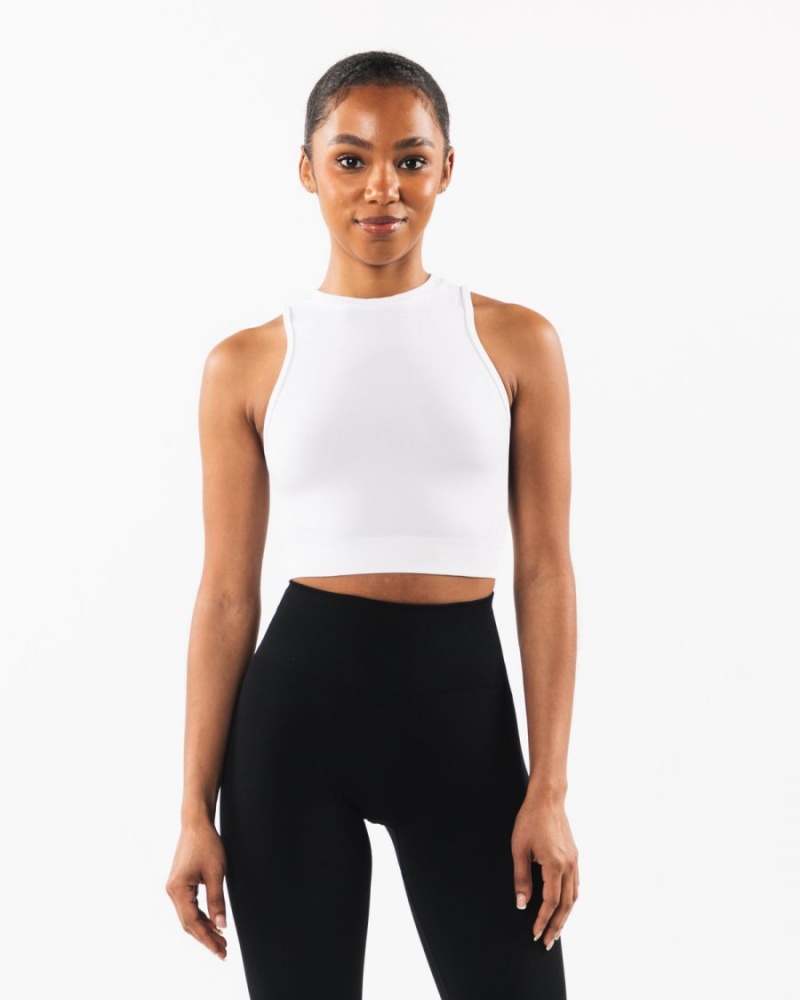 Camiseta sin Manga Alphalete Stratus Crop Tank Mujer Blancas | FZOLIV-153