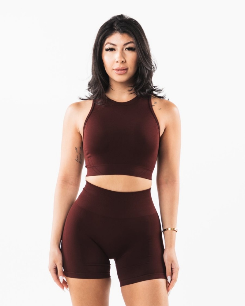 Camiseta sin Manga Alphalete Stratus Crop Tank Mujer Sangria | CWURHZ-705