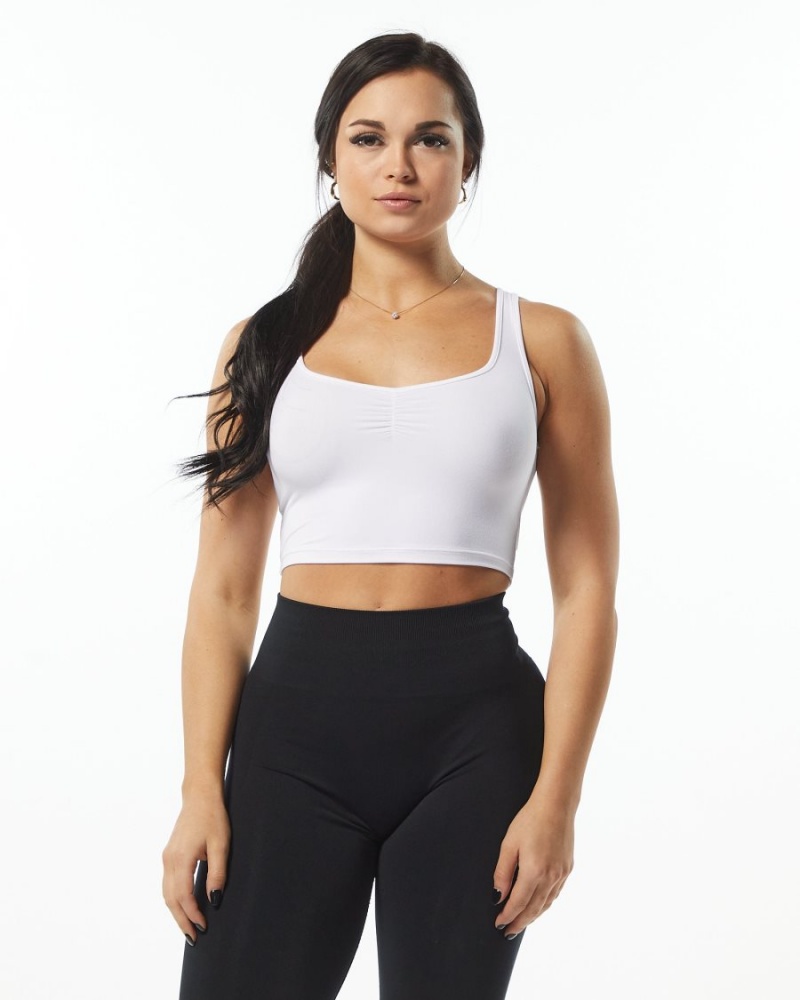 Camiseta sin Manga Alphalete Ultrasoft Square Neck Tank Mujer Blancas | ANEZDX-436