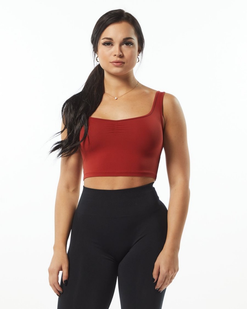 Camiseta sin Manga Alphalete Ultrasoft Square Neck Tank Mujer Cherry | BOILXC-741