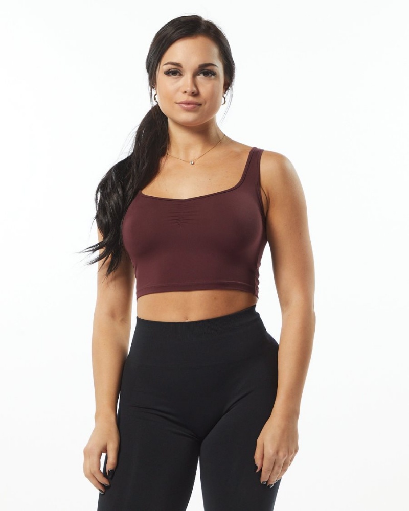 Camiseta sin Manga Alphalete Ultrasoft Square Neck Tank Mujer Wine | ILNXJS-192