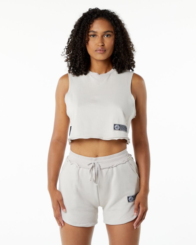 Camiseta sin Manga Alphalete Very Terry Crop Cutoff Mujer Moonstone | YJPAKS-470