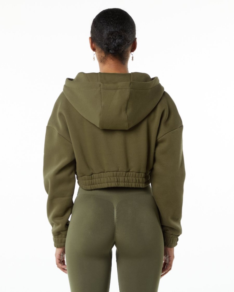 Chaquetas Alphalete Classic Capital Full-Zip Crop Jacket Mujer Willow | SOITJP-236