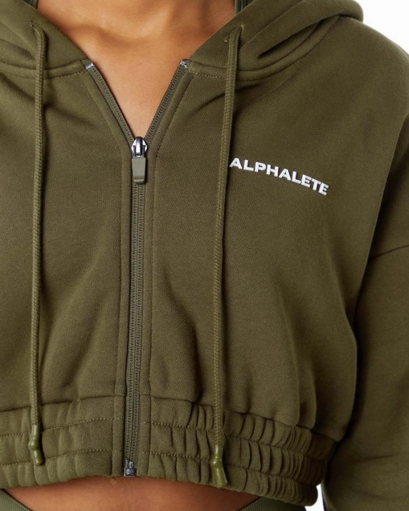 Chaquetas Alphalete Classic Capital Full-Zip Crop Jacket Mujer Willow | SOITJP-236