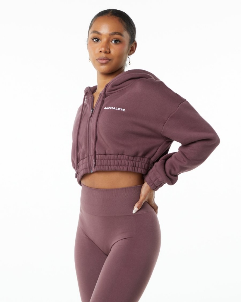 Chaquetas Alphalete Classic Capital Full-Zip Crop Jacket Mujer Autumn | GIZWUT-936