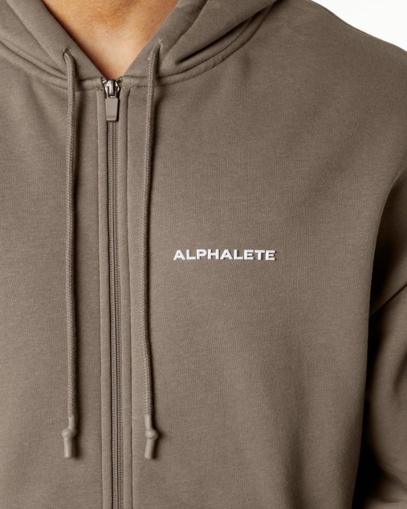 Chaquetas Alphalete Classic Full-Zip Jacket Hombre Mocha | WRXJEB-964