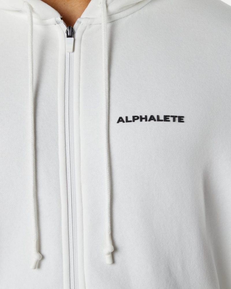 Chaquetas Alphalete Classic Full-Zip Jacket Hombre Blancas | PYNKXV-174