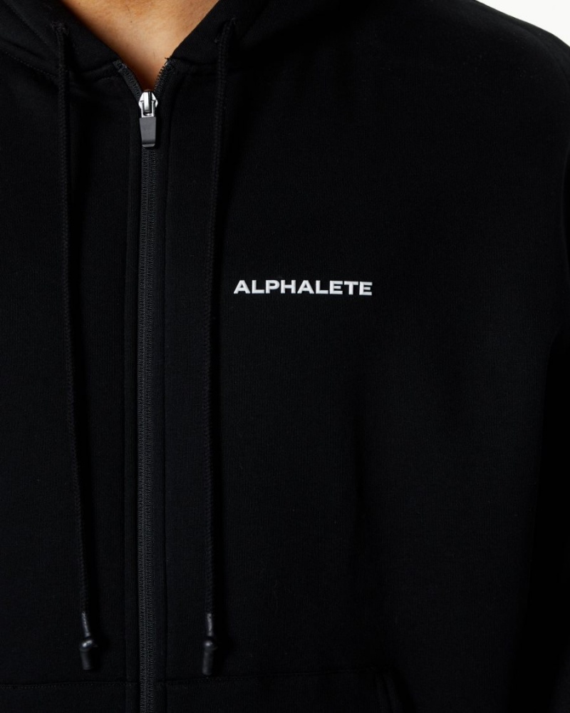 Chaquetas Alphalete Classic Full-Zip Jacket Hombre Negras | JLUXWA-780