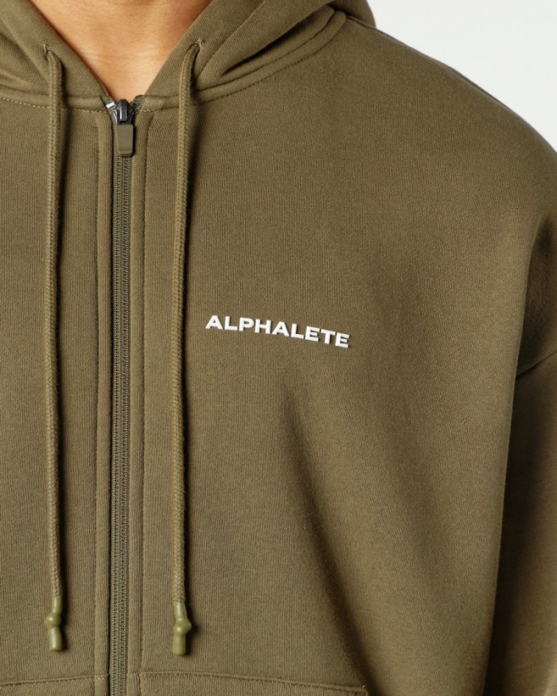 Chaquetas Alphalete Classic Full-Zip Jacket Hombre Willow | WQAFGK-957