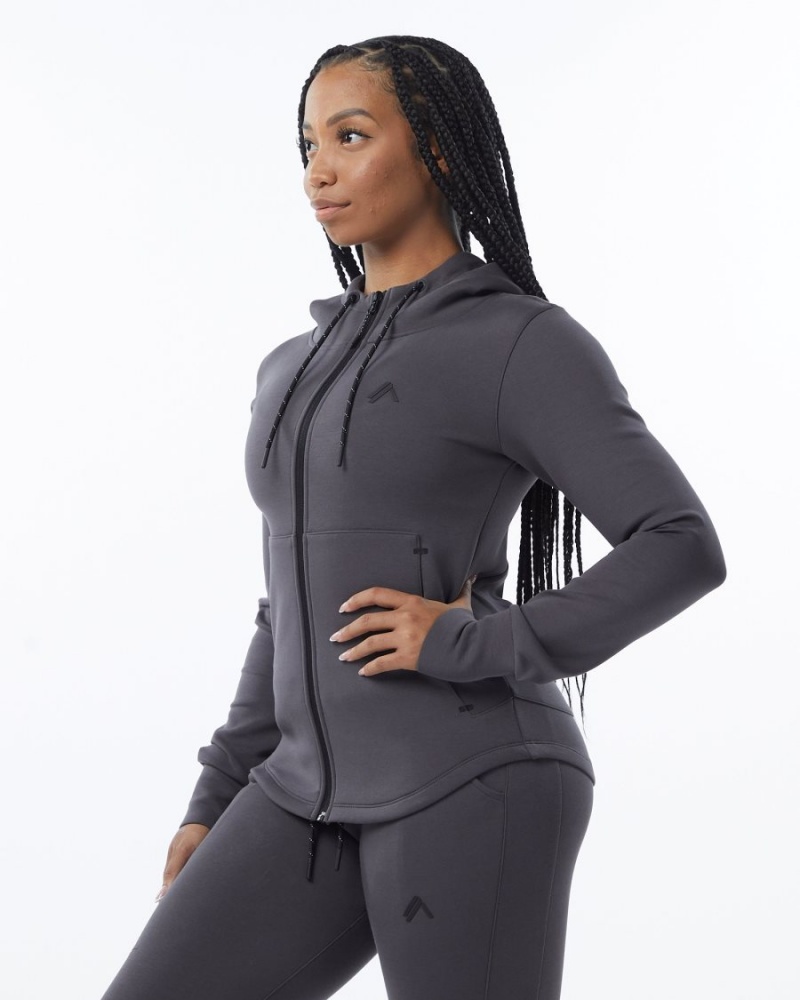 Chaquetas Alphalete ELMTS Atléticos Jacket Mujer Charcoal | DBVIAZ-516