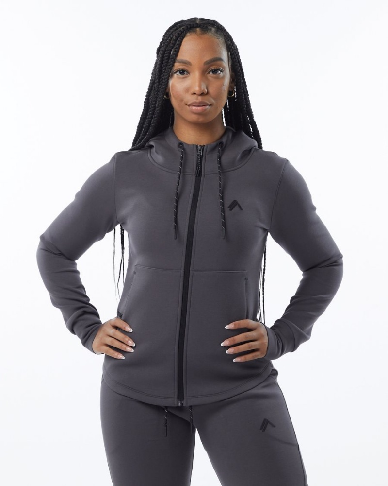 Chaquetas Alphalete ELMTS Atléticos Jacket Mujer Charcoal | DBVIAZ-516