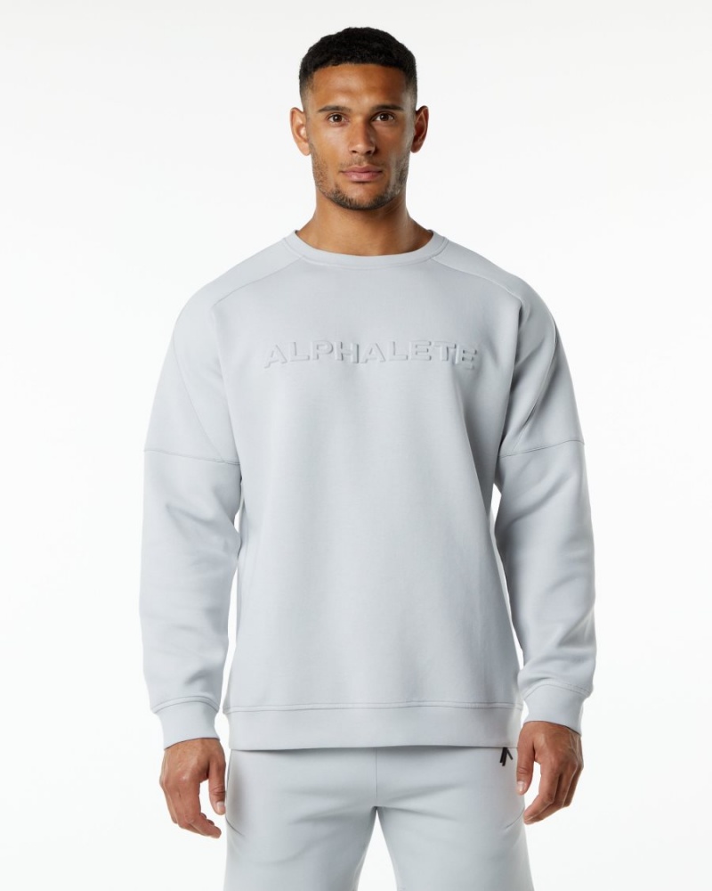 Chaquetas Alphalete ELMTS Crewneck Sueter Hombre Gris | QMKPBF-789