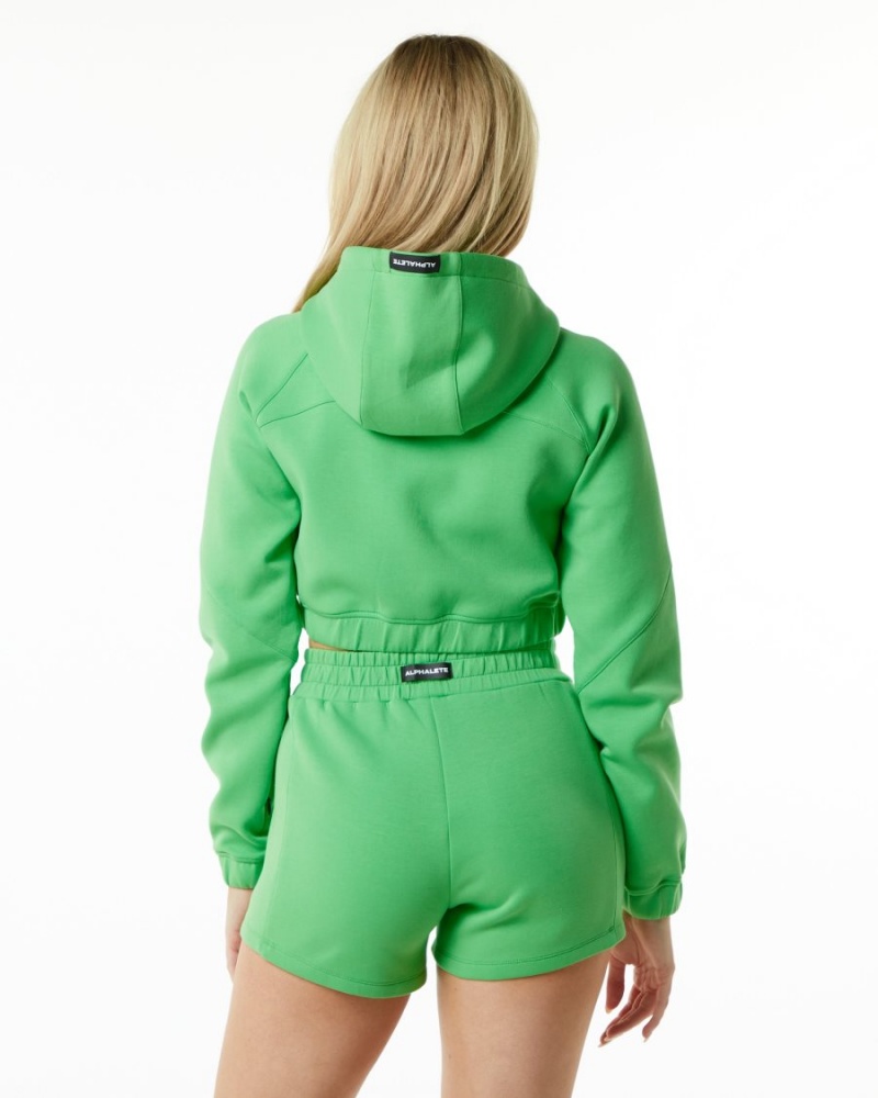 Chaquetas Alphalete ELMTS Full-Zip Crop Jacket Mujer Verde | BAYIHR-310