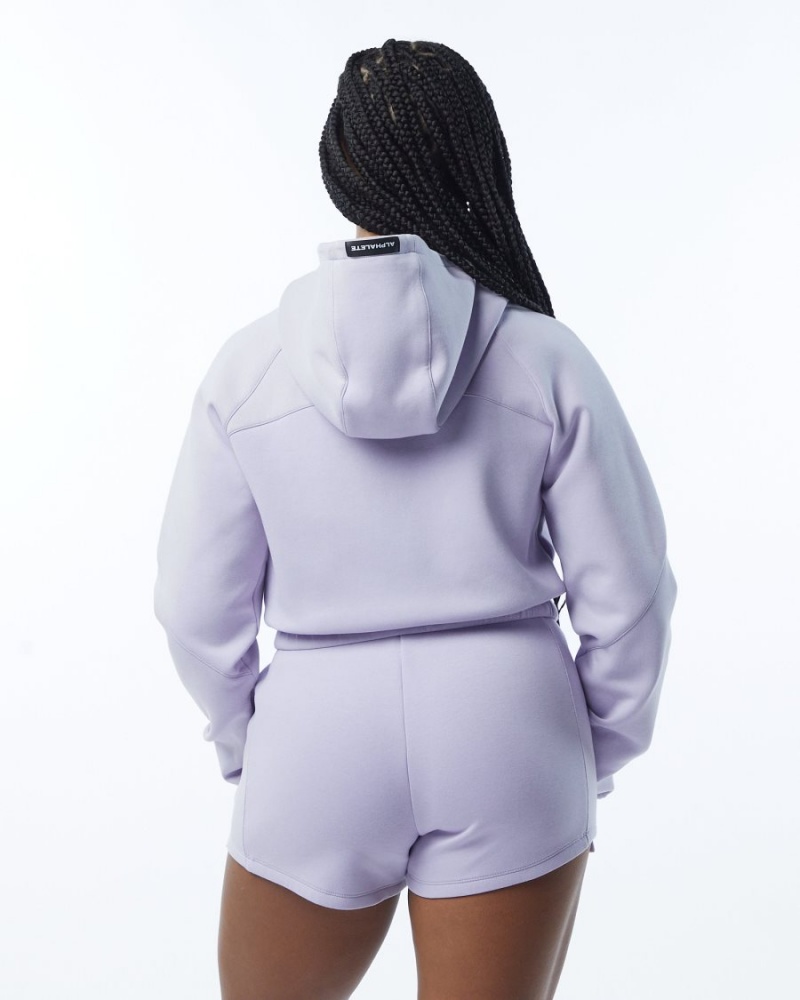 Chaquetas Alphalete ELMTS Full-Zip Crop Jacket Mujer Lilac | XBNKOQ-762