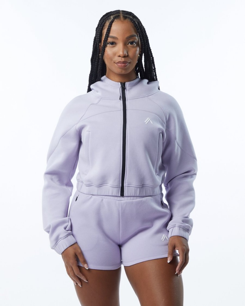 Chaquetas Alphalete ELMTS Full-Zip Crop Jacket Mujer Lilac | XBNKOQ-762