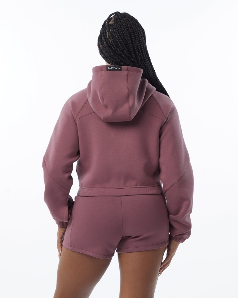 Chaquetas Alphalete ELMTS Full-Zip Crop Jacket Mujer Mauve | LIPWHJ-975