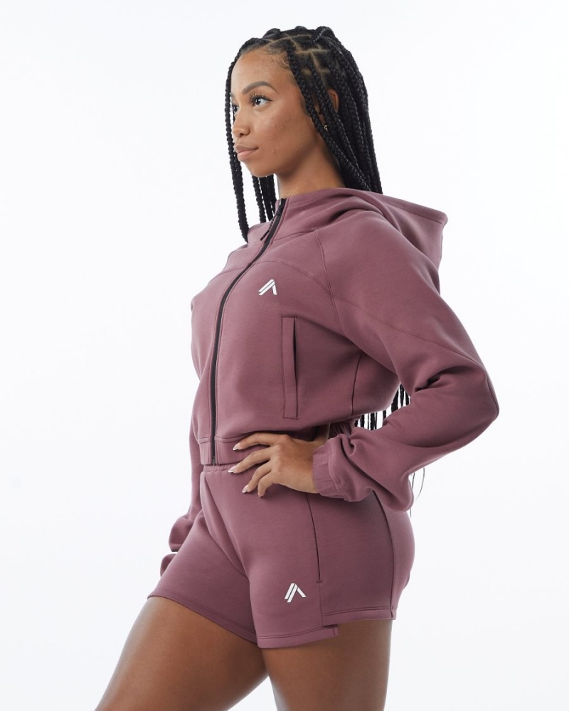 Chaquetas Alphalete ELMTS Full-Zip Crop Jacket Mujer Mauve | LIPWHJ-975