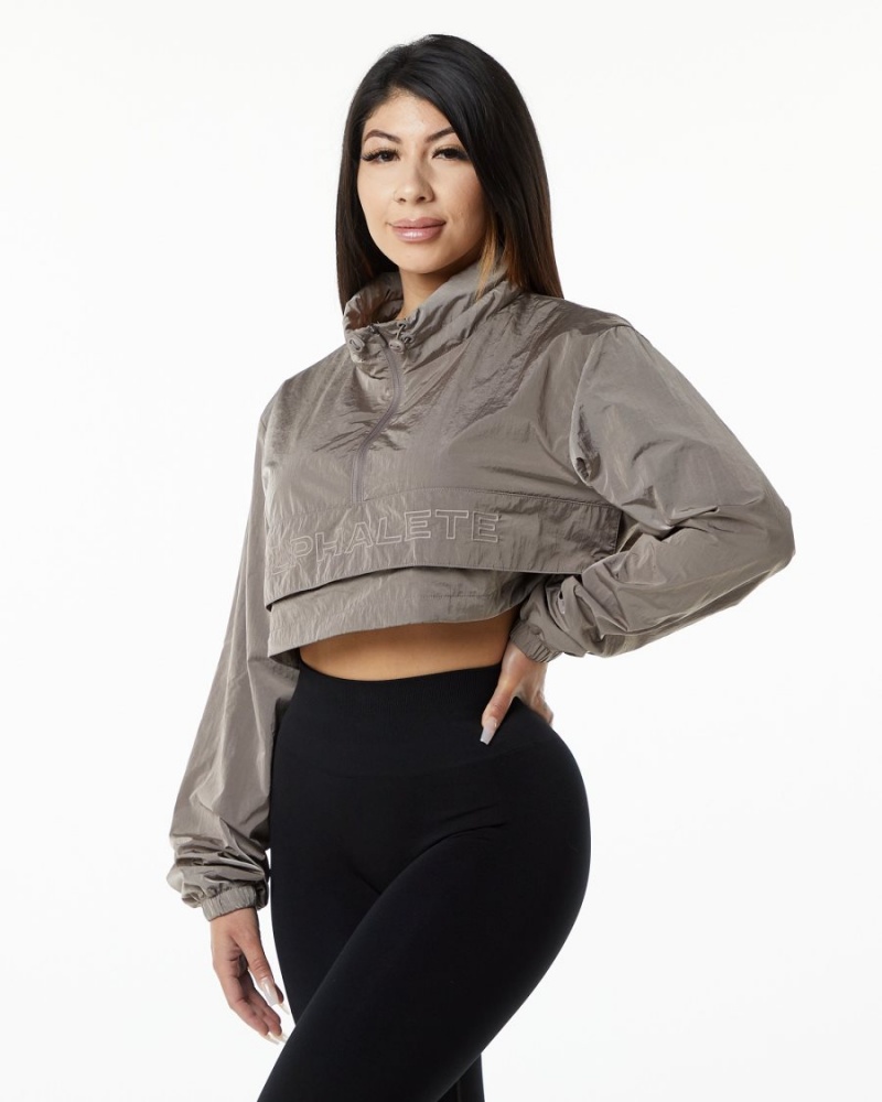 Chaquetas Alphalete Endure Crop Jacket Mujer Marrones | UYQNPL-865