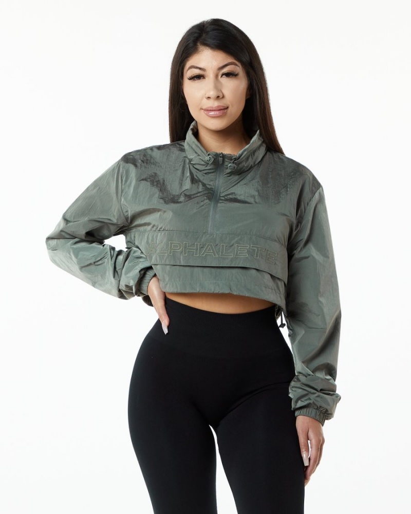 Chaquetas Alphalete Endure Crop Jacket Mujer Charcoal | JTXBUS-980