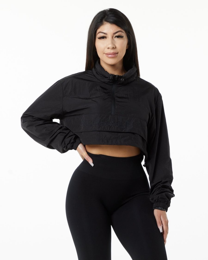 Chaquetas Alphalete Endure Crop Jacket Mujer Negras | ETISLM-147