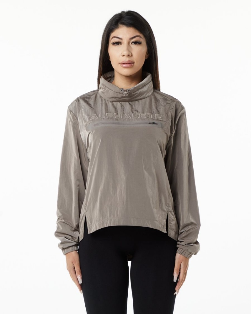 Chaquetas Alphalete Endure Pullover Mujer Marrones | IDVUEG-931