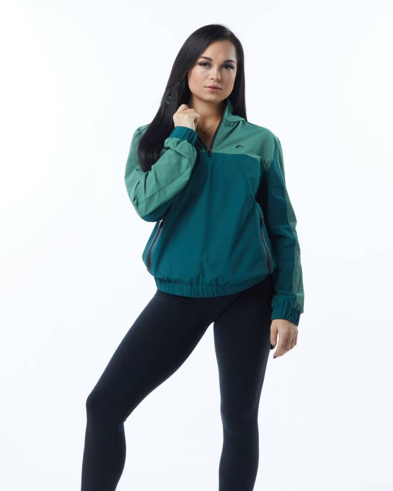 Chaquetas Alphalete Infinity Tech Jacket Mujer Verde | NDKPAI-762