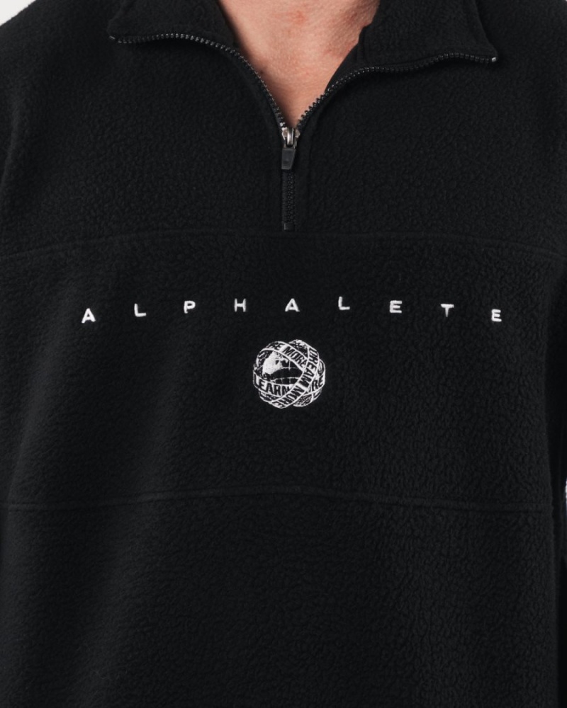 Chaquetas Alphalete King Quarter Zip Hombre Negras | TCLIAV-169