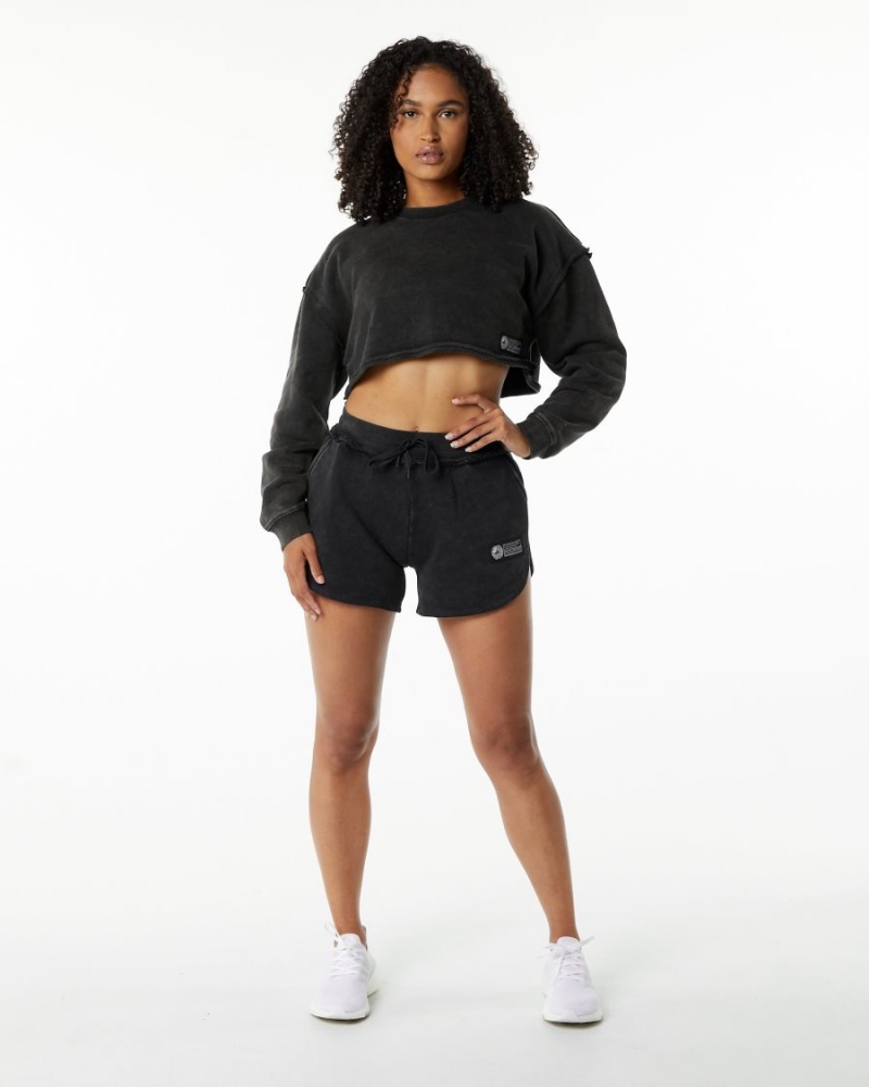 Chaquetas Alphalete Very Terry Crop Pullover Mujer Onyx | PFJXKW-629