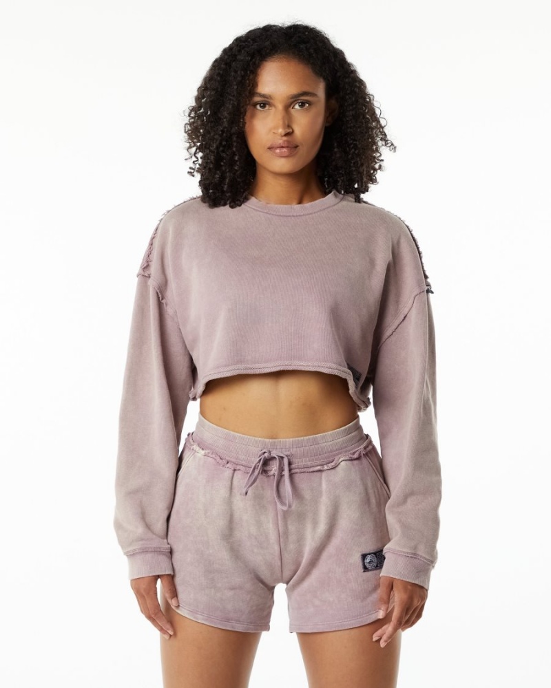 Chaquetas Alphalete Very Terry Crop Pullover Mujer Rosas | YWDXBT-230