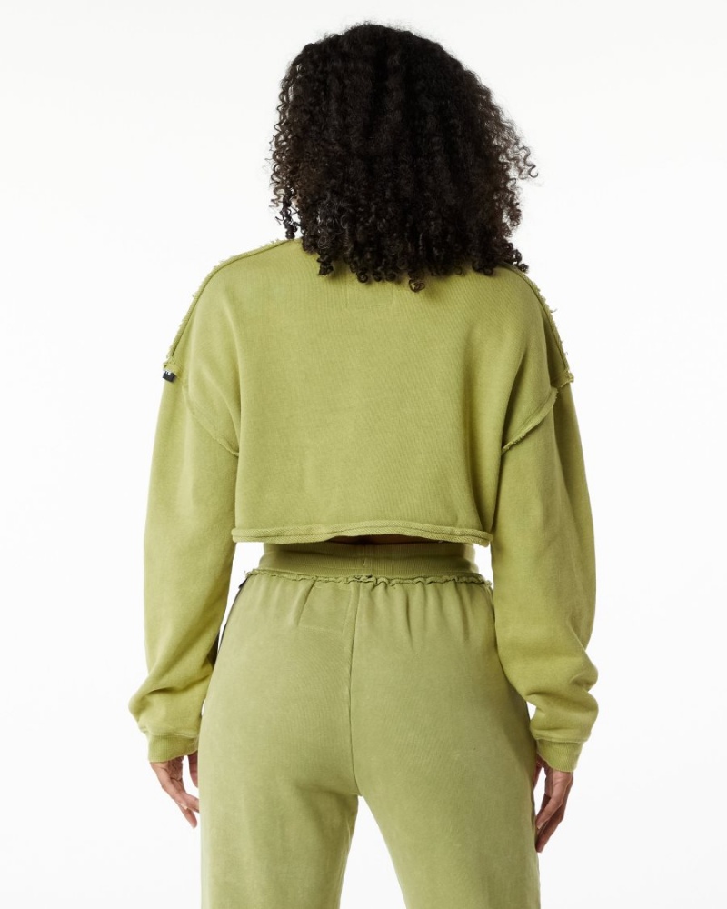 Chaquetas Alphalete Very Terry Crop Pullover Mujer Verde | BDQEUR-756