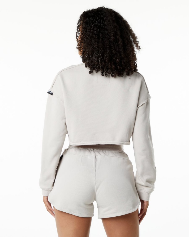 Chaquetas Alphalete Very Terry Crop Pullover Mujer Moonstone | GTUMKR-392