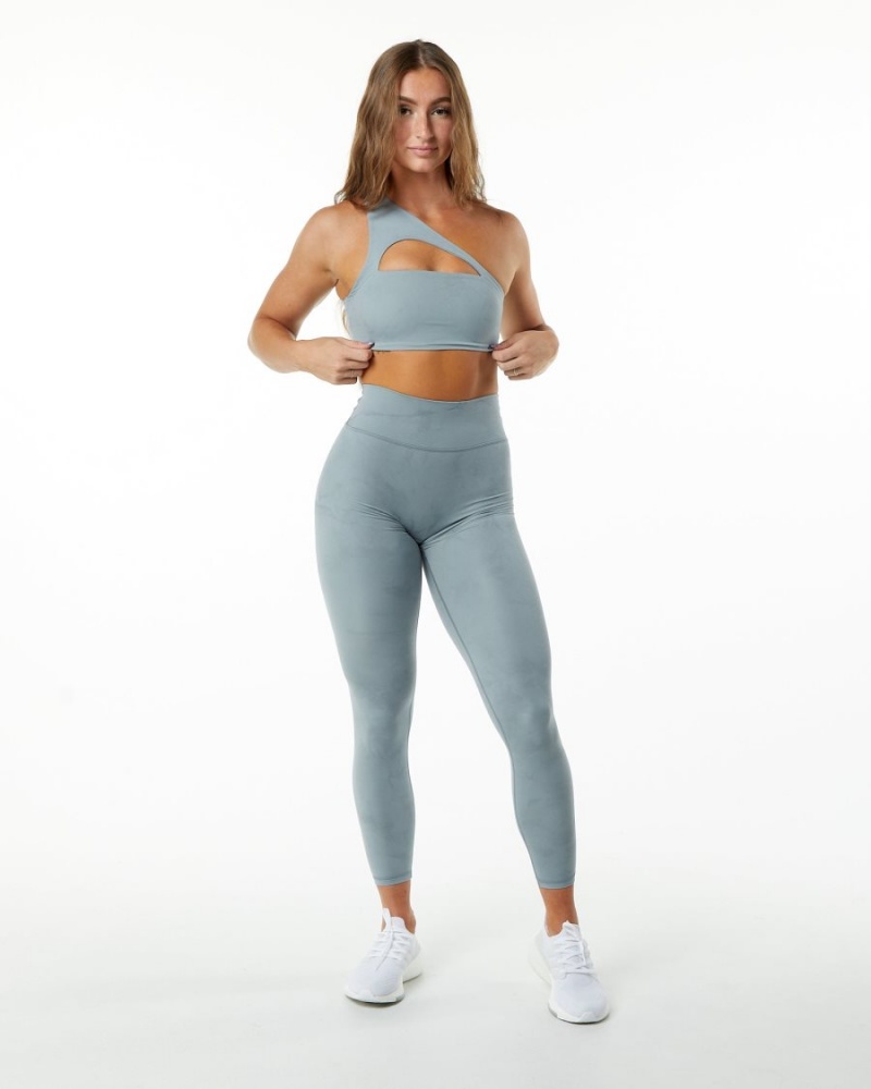 Leggins Alphalete Alphalux Wonder Legging 27" Mujer Washed Denim | VNWBZO-408