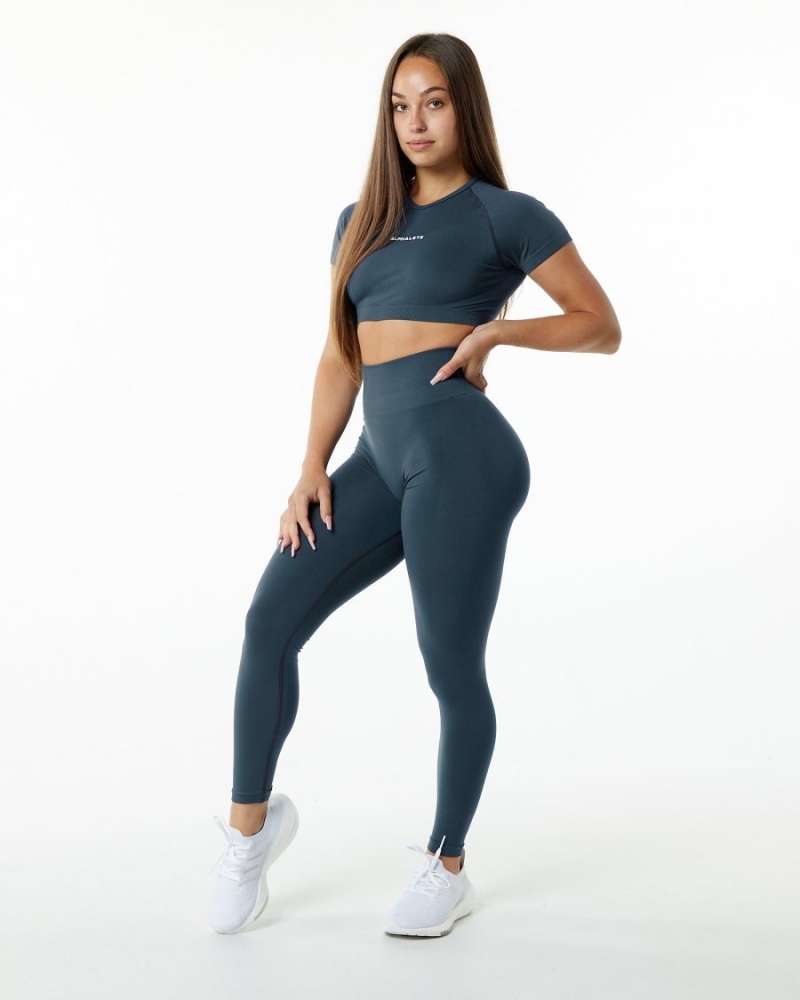 Leggins Alphalete Amplify Legging Mujer Azules | CFRTIB-295