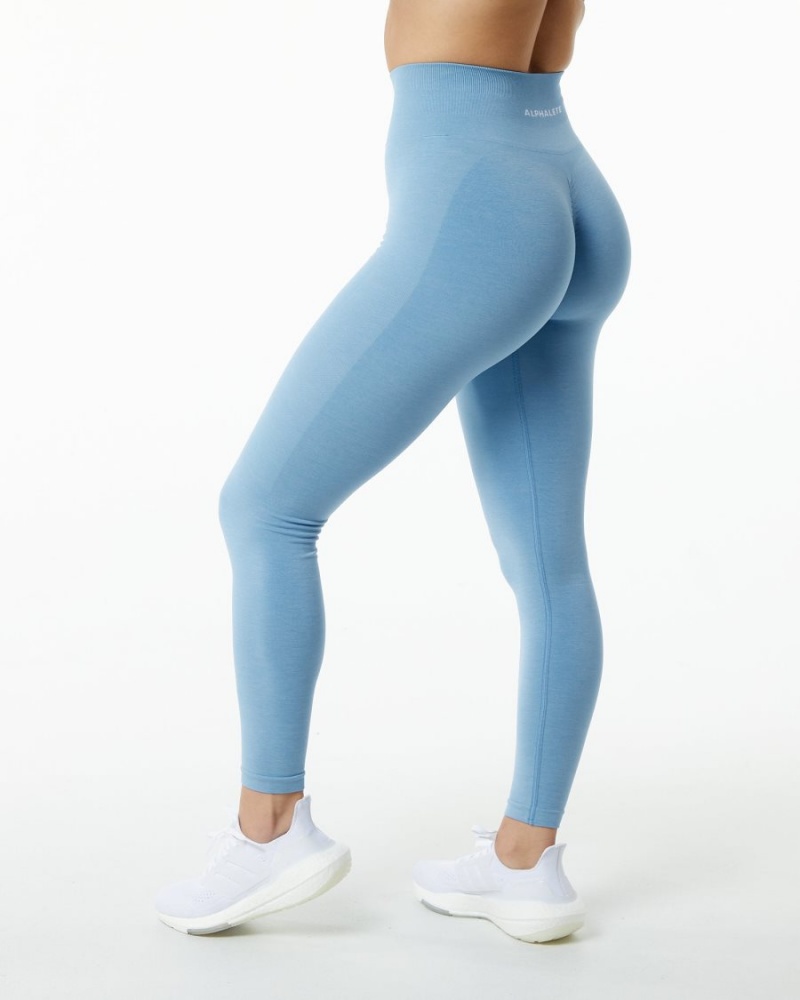 Leggins Alphalete Amplify Legging Mujer Washed Denim | FOZVBE-759